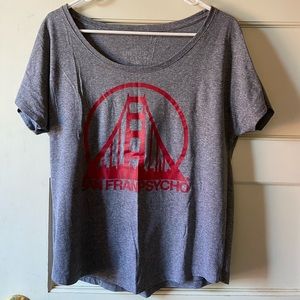 San Franpsycho Scoop Neck Marl Grey Red T Shirt